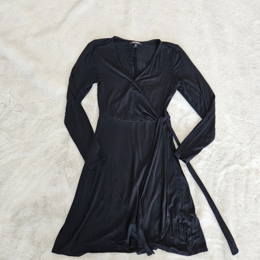 Express Black Wrap Dress Core Capsule Stretchy LBD